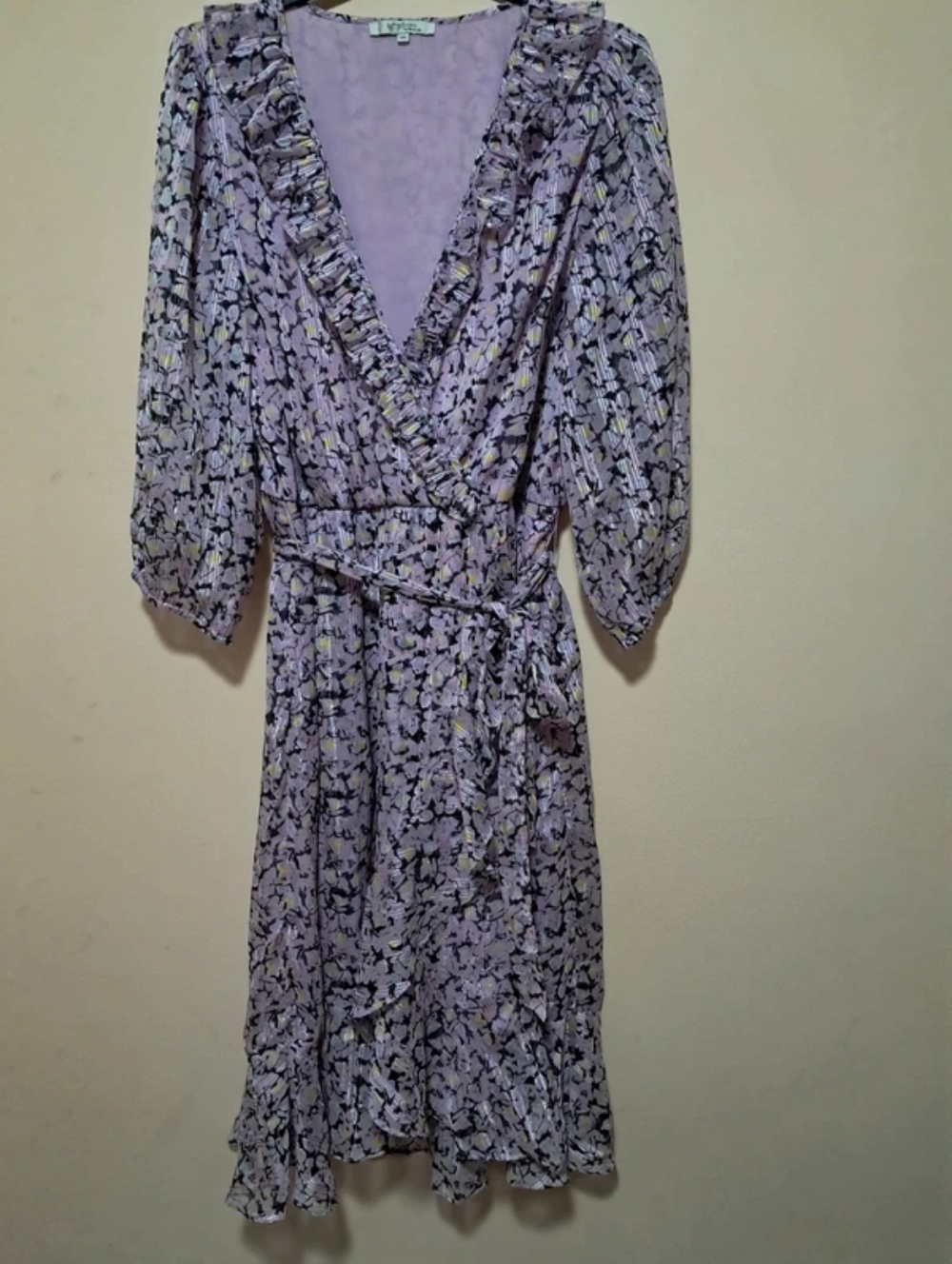 Floral Pink Pleated Long Sleeve Dress